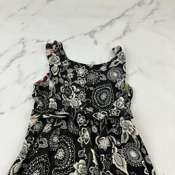 Womens Vintage 90s Reversible Slip Dress Size S Black Pink Floral Flutter Midi - Picture 10 of 16